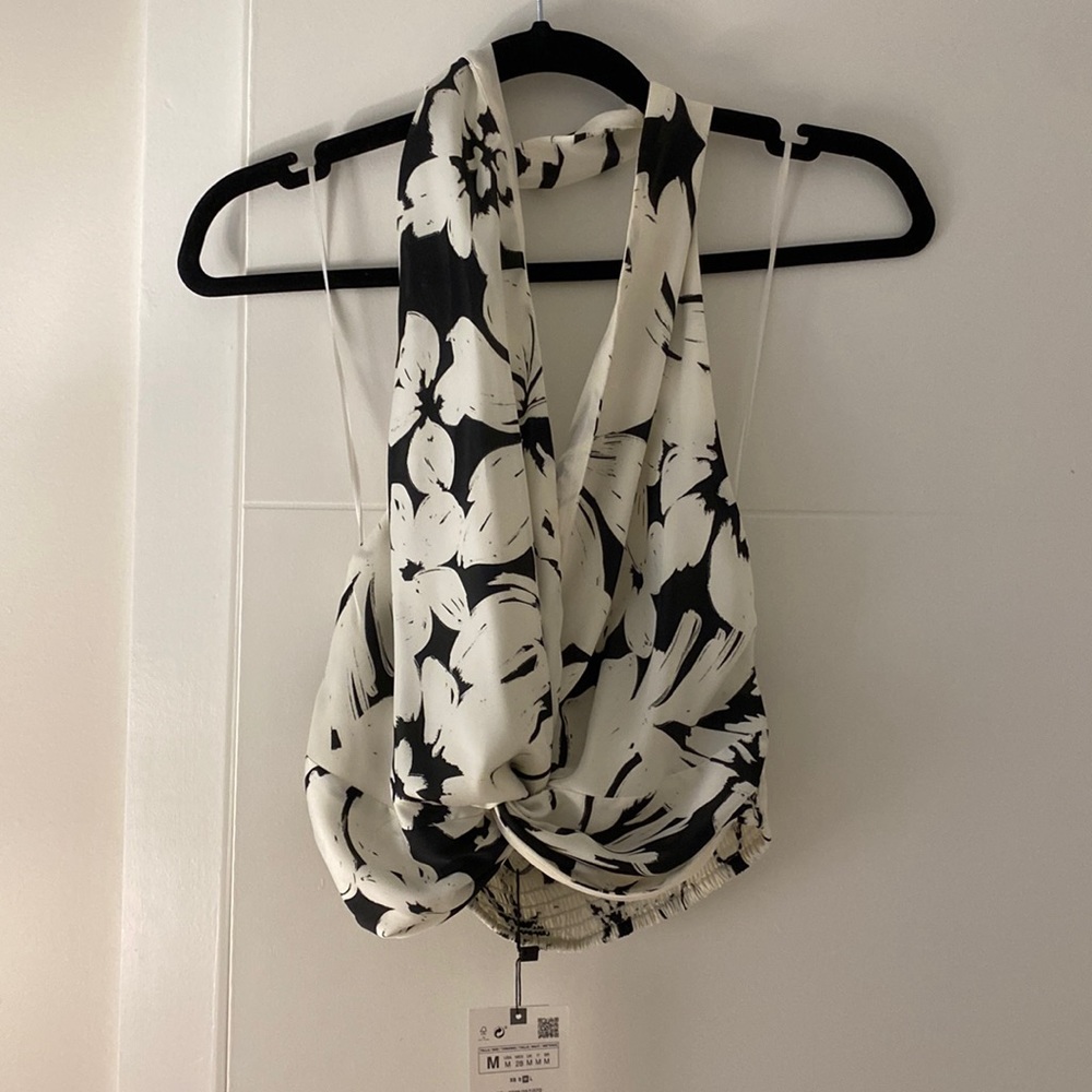Black and white halter top